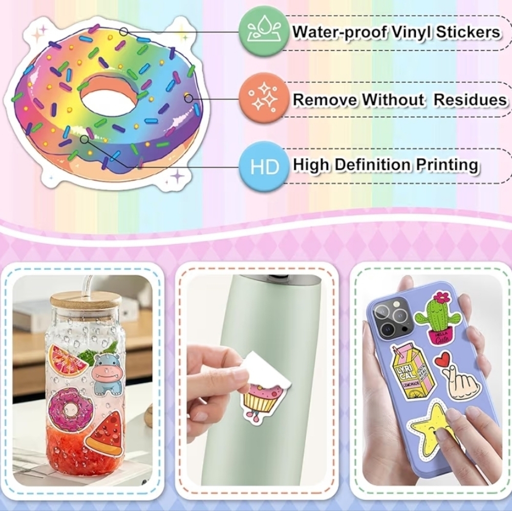 100 Pieces Colorful Sticker Pack - Picture 2 of 2